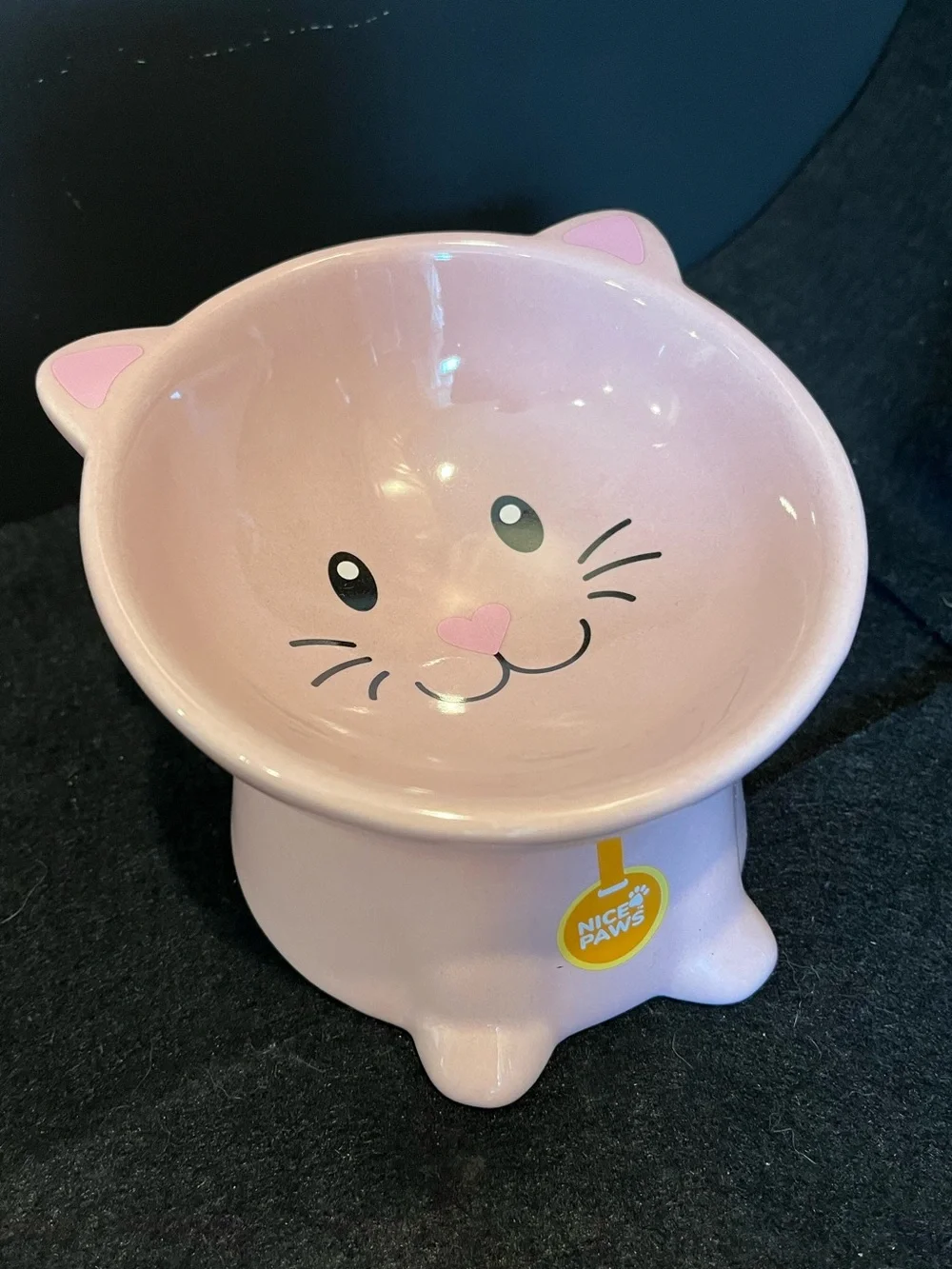 Pink Cat Ceramic Elevated Cat Bowl by Nice Paws